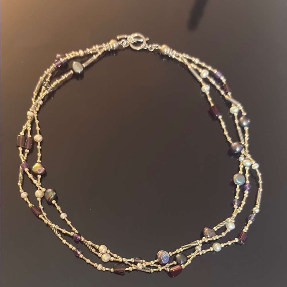 Elegant Multi-Strand Pearl Necklace 925